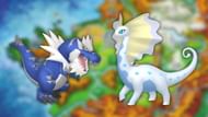 Tyrantrum and Aurorus' shiny forms (Image via The Pokemon Company)